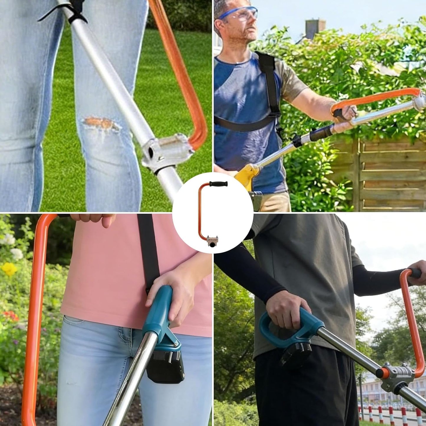Ergonomic Trimmer Handle Grip for String Trimmer, Orange, 15 Inch Exte