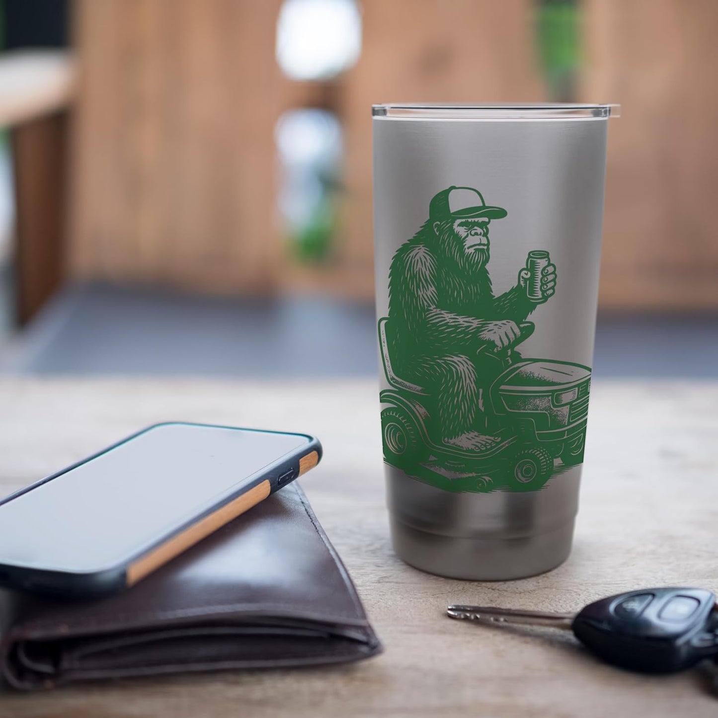 Bigfoot Lawn Mower Sasquatch Lawn Mowing Stainless Steel Insulated Tumbler