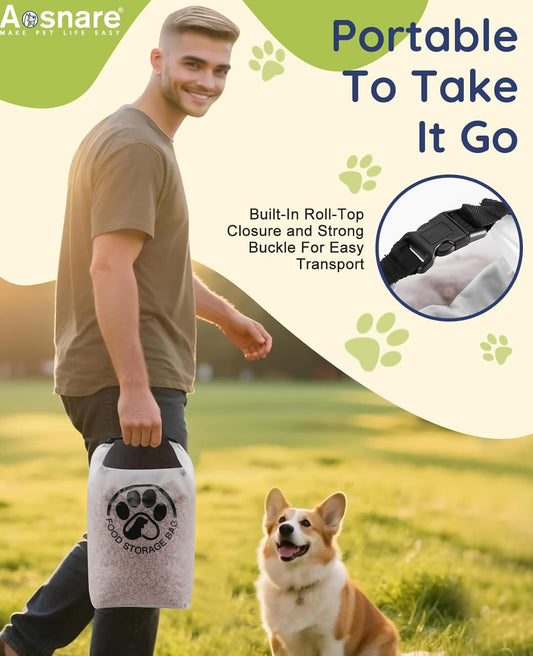 Pet Food Storage Bag for Travel - Transparent Leak-Proof Dog Food Cont