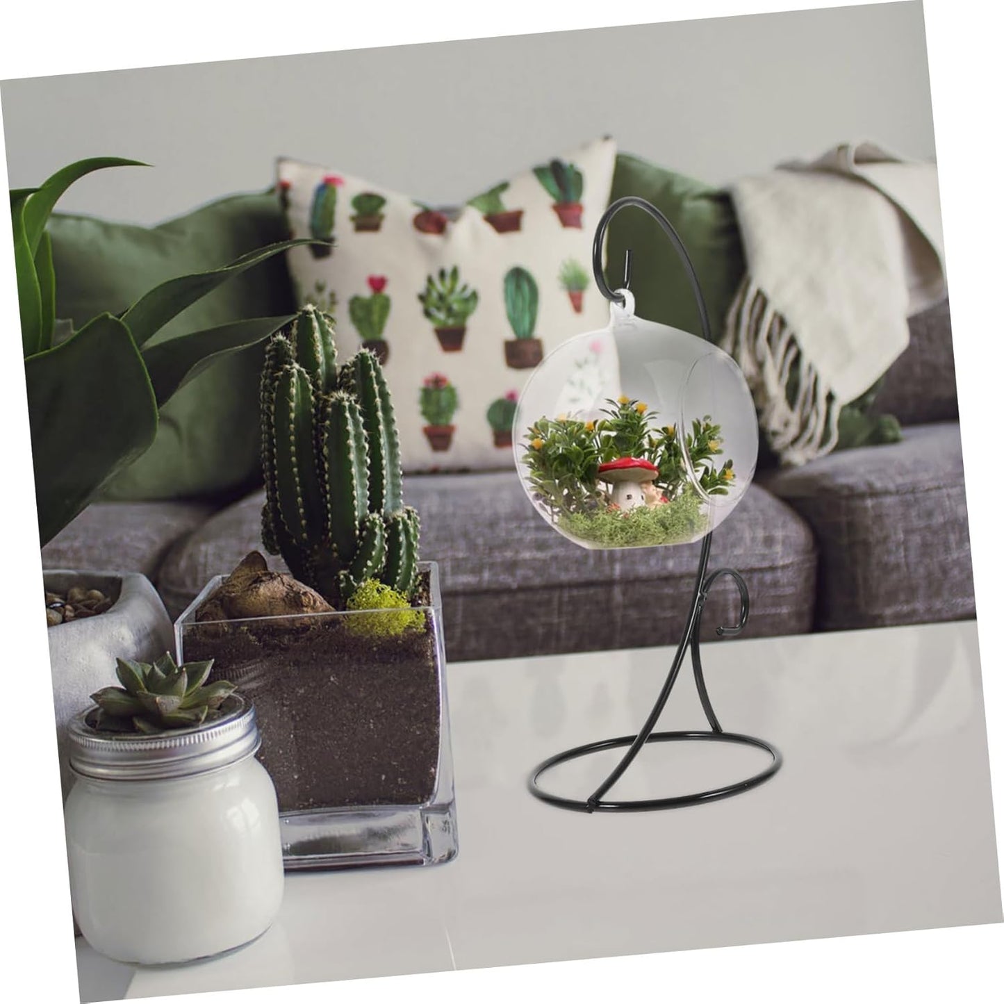 Milisten 2pcs Hanging Terrarium Stand Wrought Iron Air Planter Holder Ornament Rack for Home Decor