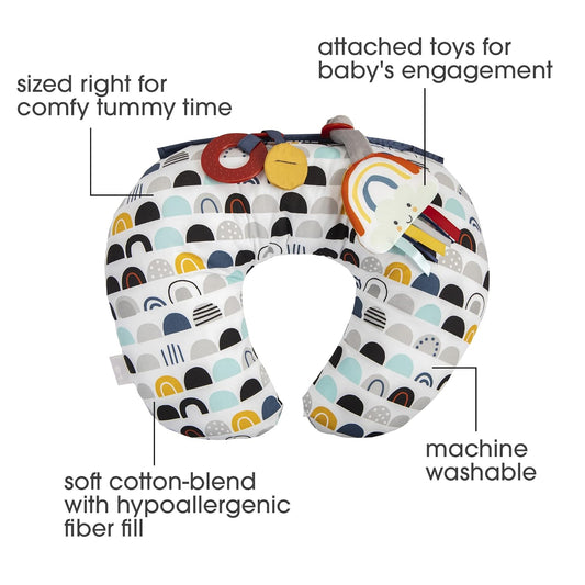 Boppy Tummy Time Prop, Black and White Modern Rainbows with Teething T