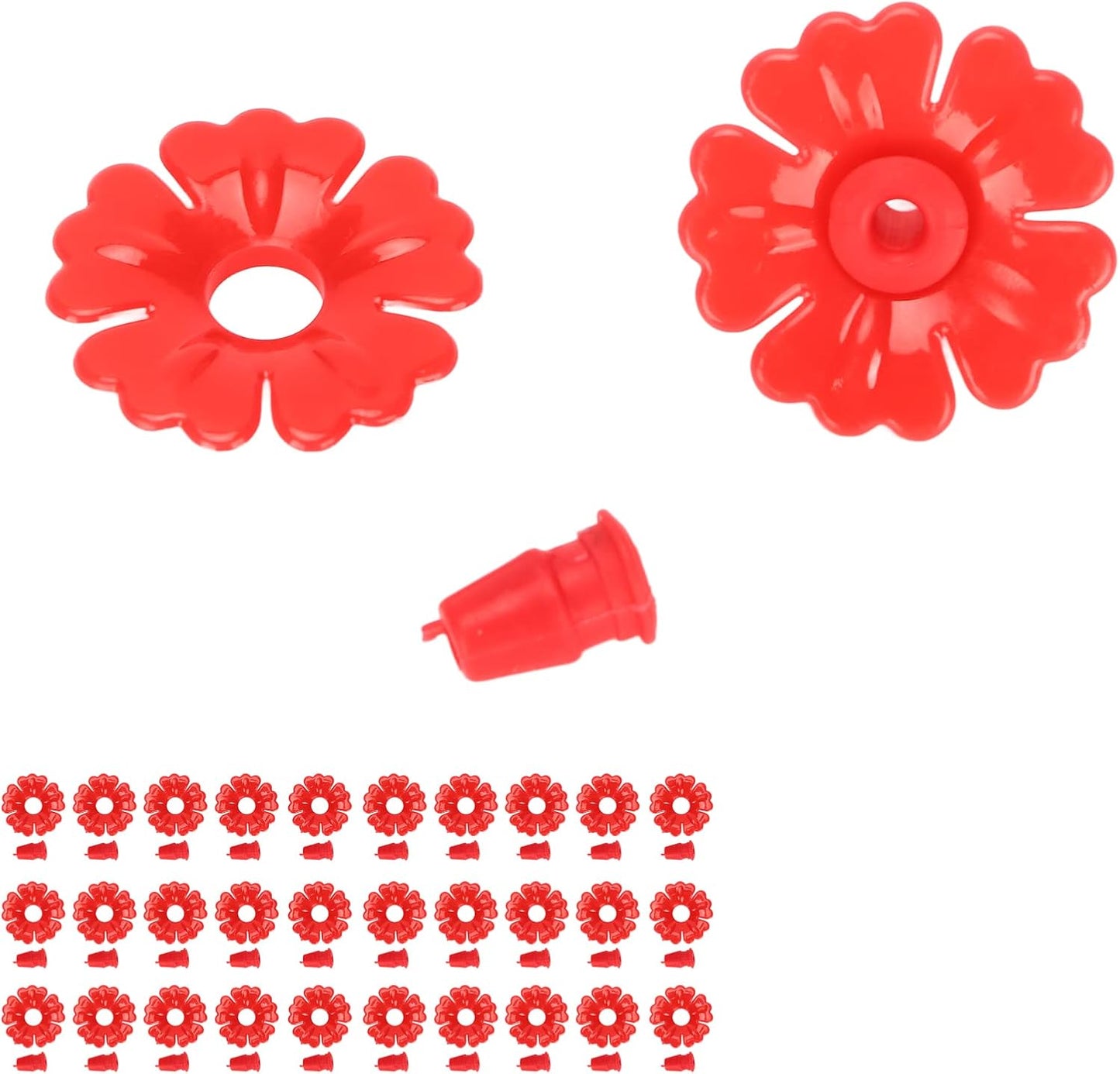 Feeding Port Replacement Parts, Hummingbird Feeder Flowers Bright Colors Attractive 30 Set for Outdoor(red)