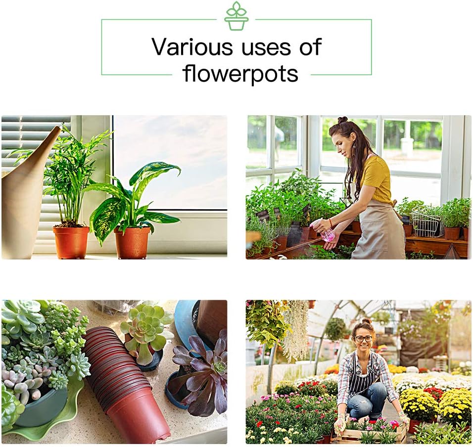 JERIA 200-Pack 4 Inch Plastic Nursery Pots Come with 200 Pcs Labels, S