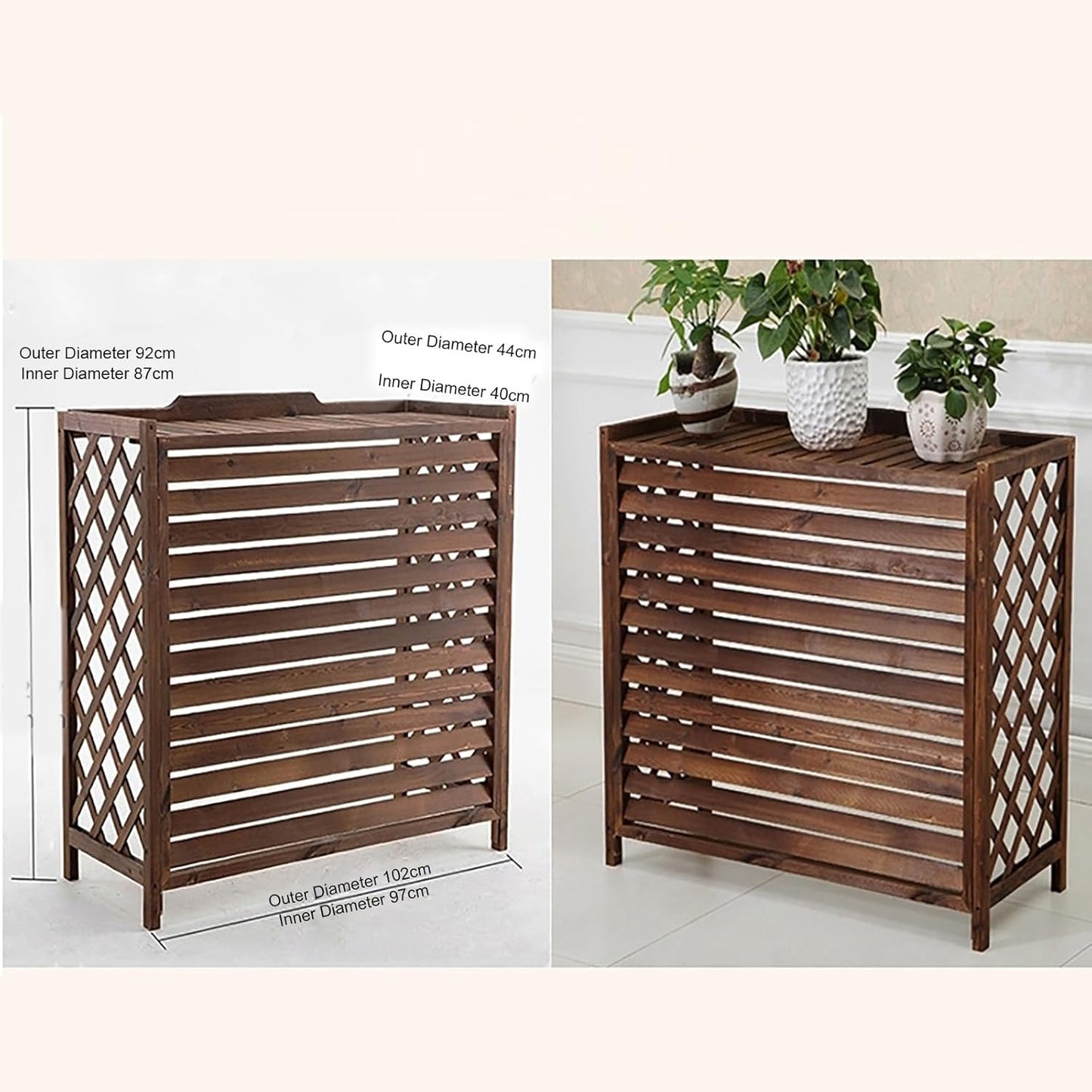 Air Conditioning Covers Outdoor,Flower Rack Shutters,Air Conditioning Cover For Outside Unit Solid Wood,Privacy Screen Anti-Corrosion Flower Stand,for Outside Units.