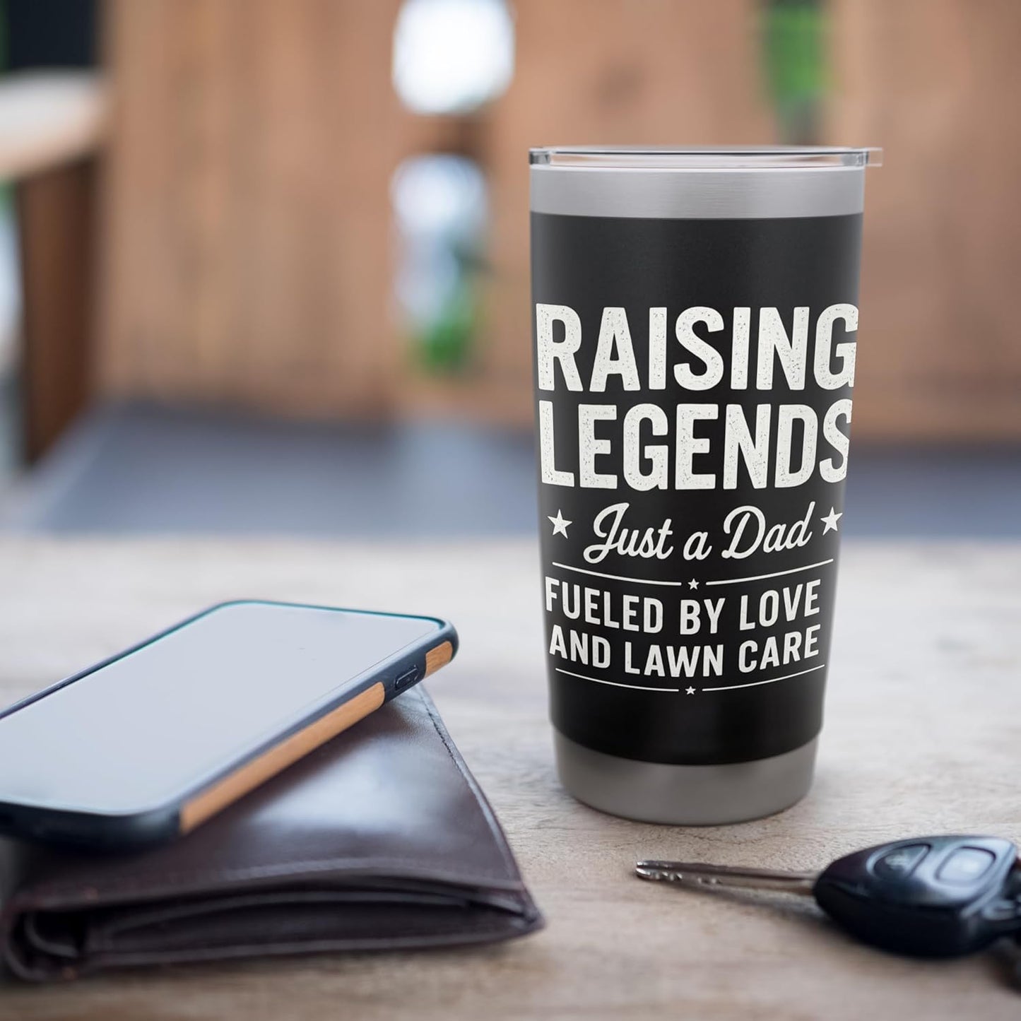 Raising Legendary Dad Lawn Care Father’s Day Tee Stainless Steel Insulated Tumbler