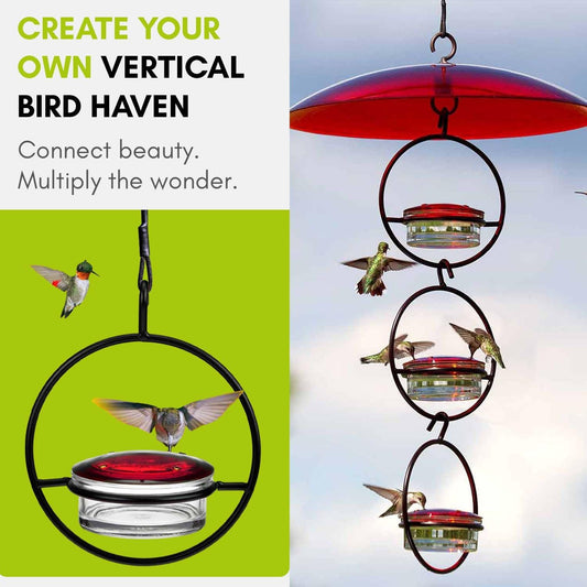 Hummble Slim Glass Hummingbird Feeder 3.4 oz Capacity, Clear Recycled Glass Hanging Feeder| for Garden, Pack of 3
