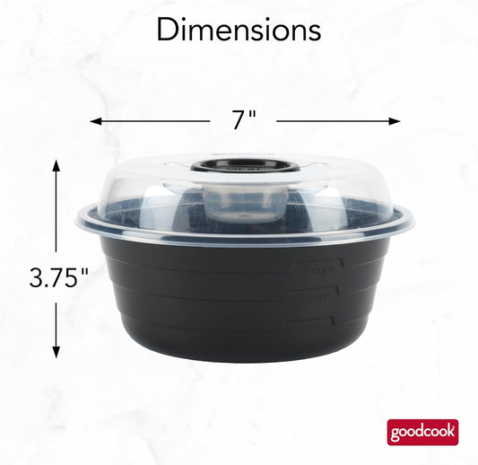 GoodCook 4-Cup Meal Prep Bowls Set with Lids and Dressing Cup, Microwa