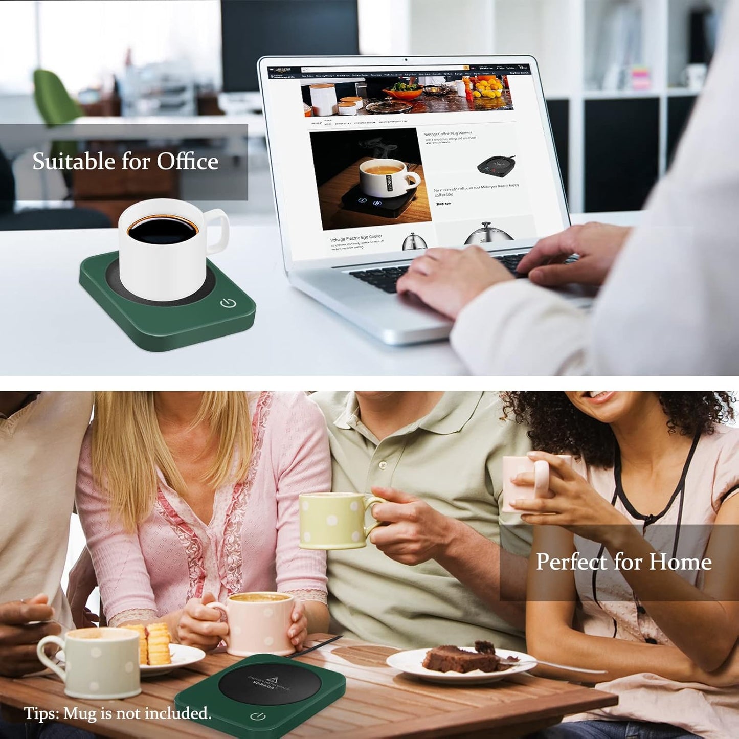 VOBAGA Coffee Mug Warmer for Desk with Auto Shut Off & 3-Temp Settings
