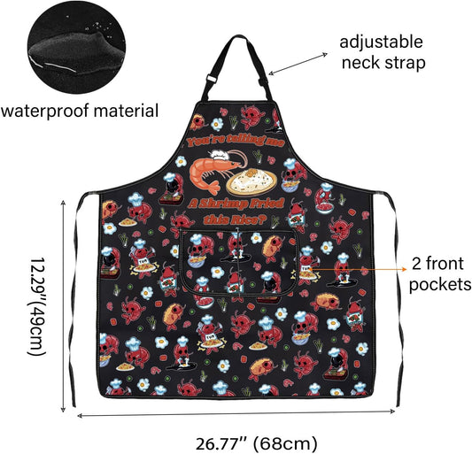 WCGXKO Funny Saying Inspired Kitchen Apron Humorous gift Shrimp Fried Rice Funny Gift for Shrimp Lover