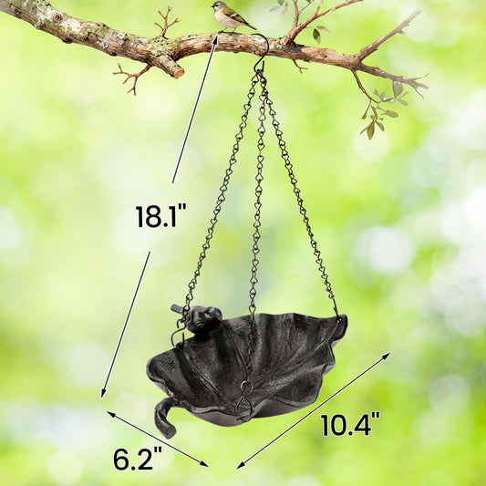 Cast Iron Platform Bird Feeders for Outdoors, 11 inch Large Hanging Bird Feeder Tray Seed Catcher