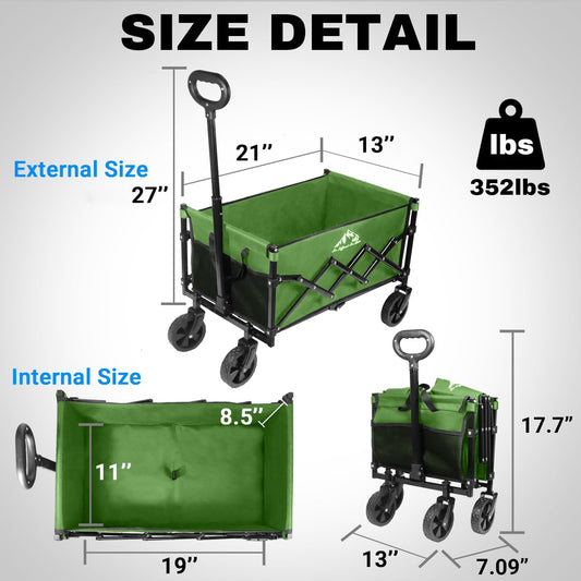 Collapsible Wagon 352LBS Capacity, Foldable Large Wagons Carts, Heavy