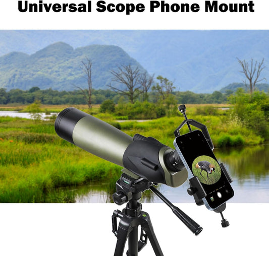 VANKEY 2-Axis Phone Scope Mount, Universal Spotting Scope Phone Adapter, Metal Telescope Mount for Binocular, Monocular, Microscope - Fits Max 2.5" Eyepiece Diameter, for iPhone Android Phones