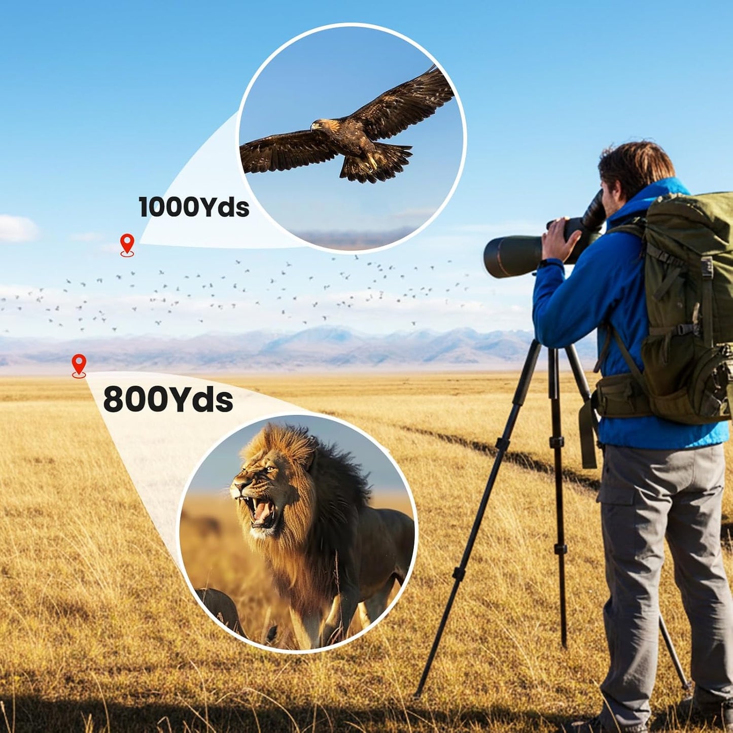 Gosky 20-60x80 Spotting Scope with Phone Adapter, Dual Focusing Waterproof Spotting Scopes for Target Shooting Bird Watching Hunting Wildlife Safari Viewing, BAK4 FMC Spotter Scope with Carrying Case