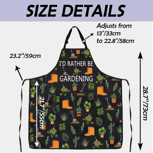 Gzrlyf Garden Apron Gardening Gift Plant Lover Gifts For Mom Grandma Gardener Aprons With Pocket I'd Rather Be Gardening