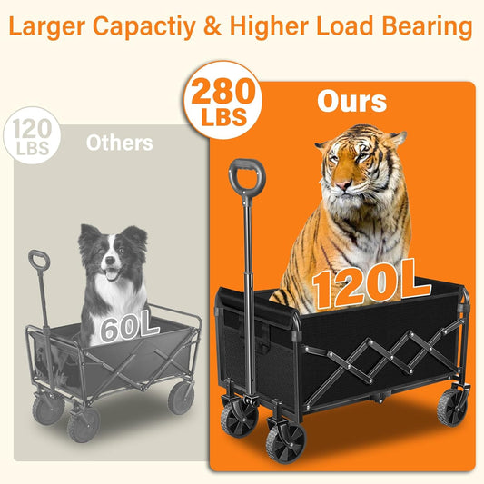 Wagons Carts Foldable, Collapsible Wagon, Folding Wagon Cart with Whee