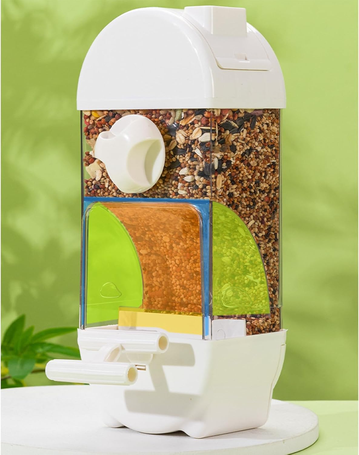 Clear Semi Closed Automatic Bird Feeder Splash Proof Designs Parrot Food Container For Small To Mediums Birds Bird Cage
