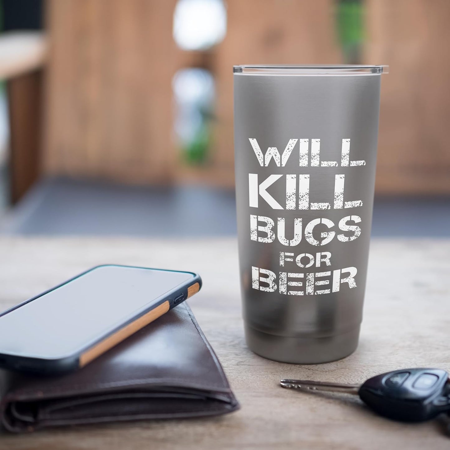 Will Kill Bugs For Beer Exterminator Pest Control Services Stainless Steel Insulated Tumbler