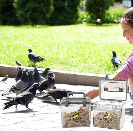 Bird Seed Storage Container 2 Pack Clear Bird Seed Container10Ib Indestructible Bird Seed Container Bird Seed Holder with Handle|for Wild Bird Seed Hermetically Or Mealworms Storage Outdoor Feeding