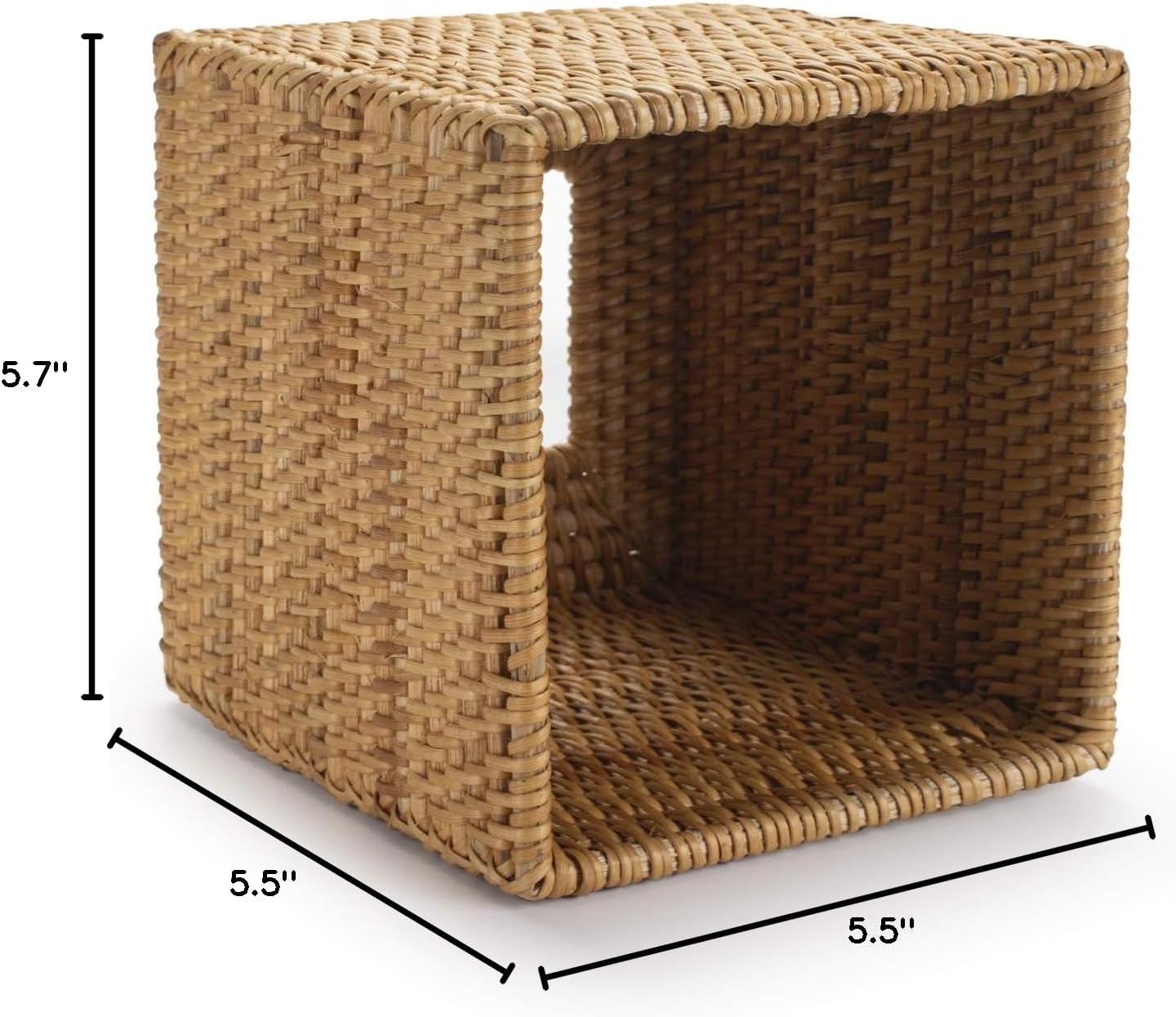 라탄 티슈 박스 커버 스퀘어, 손으로 짠 고리버들 티슈 홀더, 5.5 x 14.5 x 14.5cm(5.5 x 5.5 x
