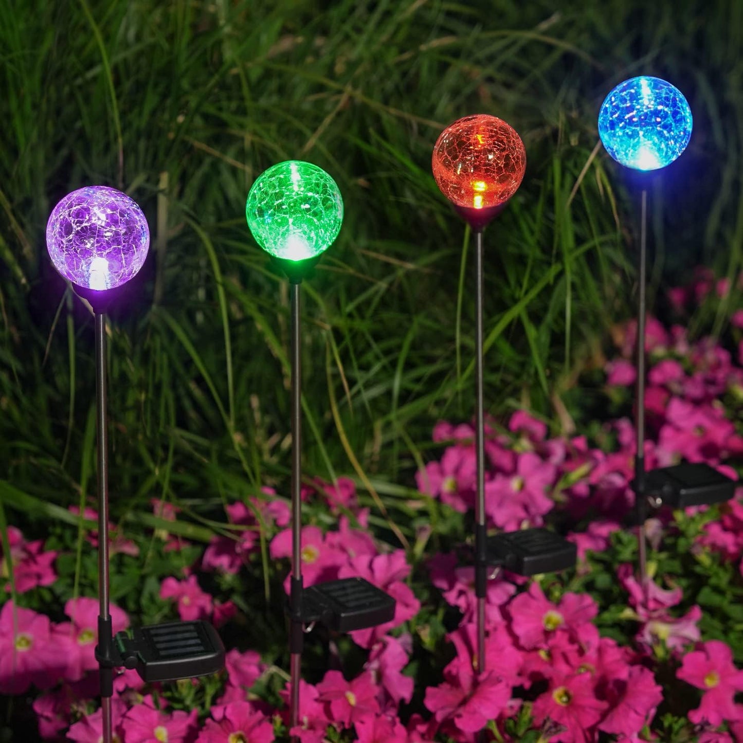 OxyLED Solar Globe Lights Outdoor 4 Pack Garden Stake Lights Waterproo