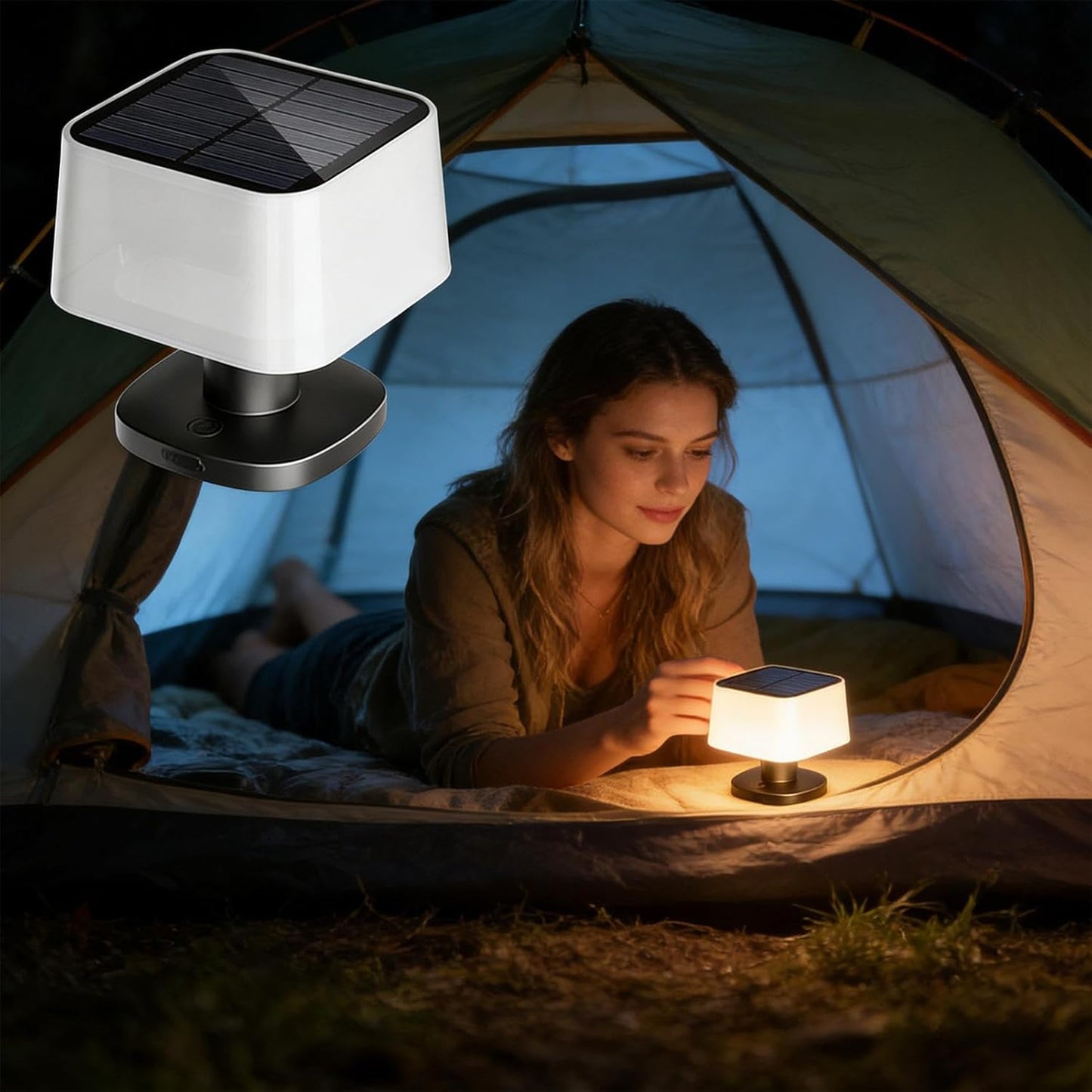 Solar Table Lights Outdoor, Rechargeable LED Desk Lamp with 3 Brightness Levels — Perfect for Patio, Garden, Lawn, Balcony, Porch & Camping