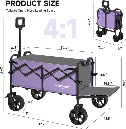 Whitsunday 2 in 1 Collapsible Folding Wagon, Heavy Duty Utility Wagons