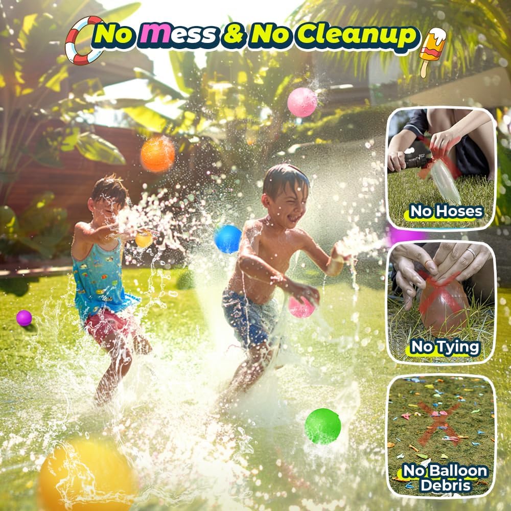 12Pcs Reusable Water Balloons, Pool Beach water Toys for Boys and Girl
