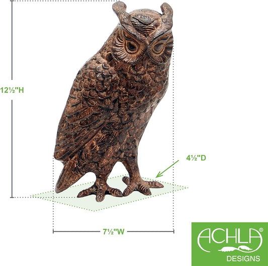 Achla Designs Great Horned Owl Garden Statue, Bronze
