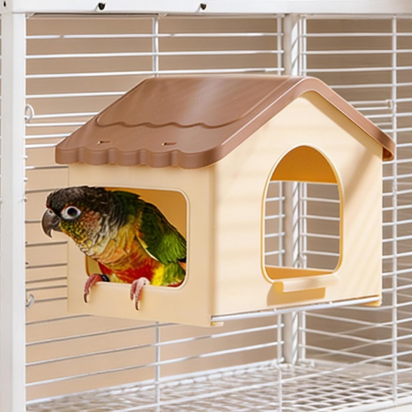 Small Bird Nest House, Retractable Comfort Pet Supply with Padded Interior, Warm Main Feature, Indoor Aviary Accessory with Usage for Breeding Sleeping Resting Hiding Feeding Winter Cage Decoration