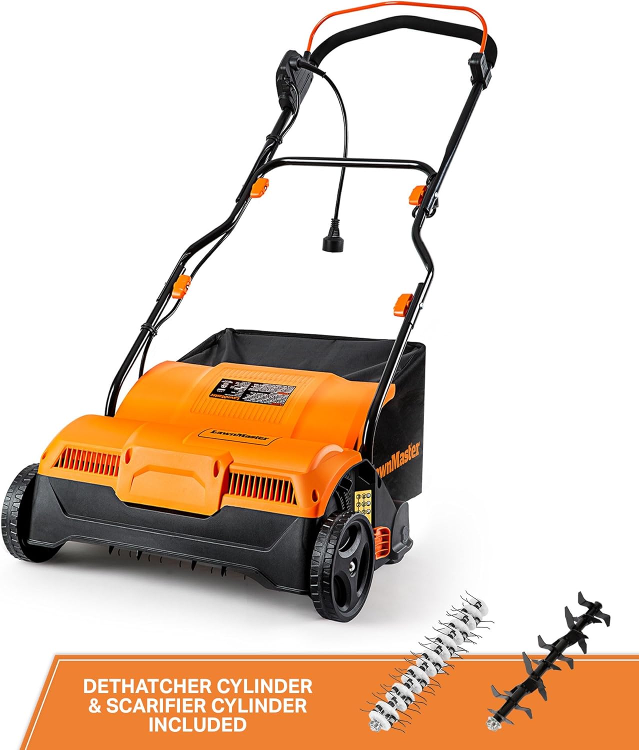 LawnMaster GVB1316 Electric 16” 13 Amp Dethatcher and Scarifier with 1