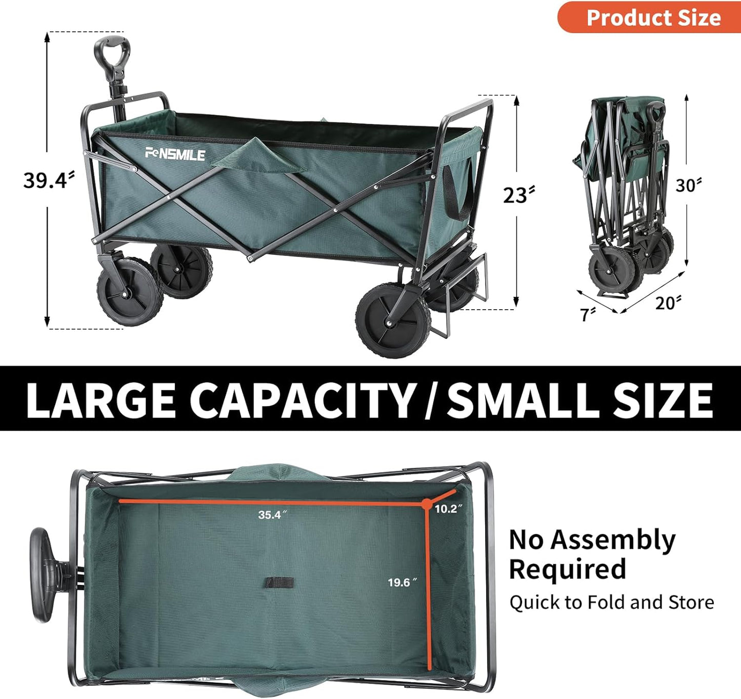 Collapsible Folding Wagon, Heavy Duty 220Lbs Capacity, Foldable Utilit