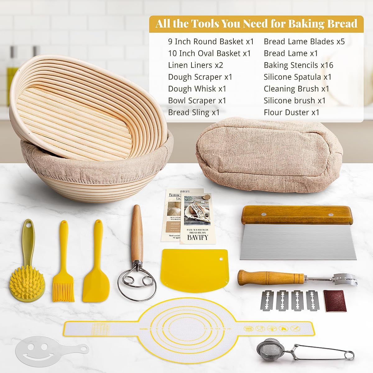 Sourdough Starter Kit, Banneton Bread Proofing Baskets Set, Sourdough