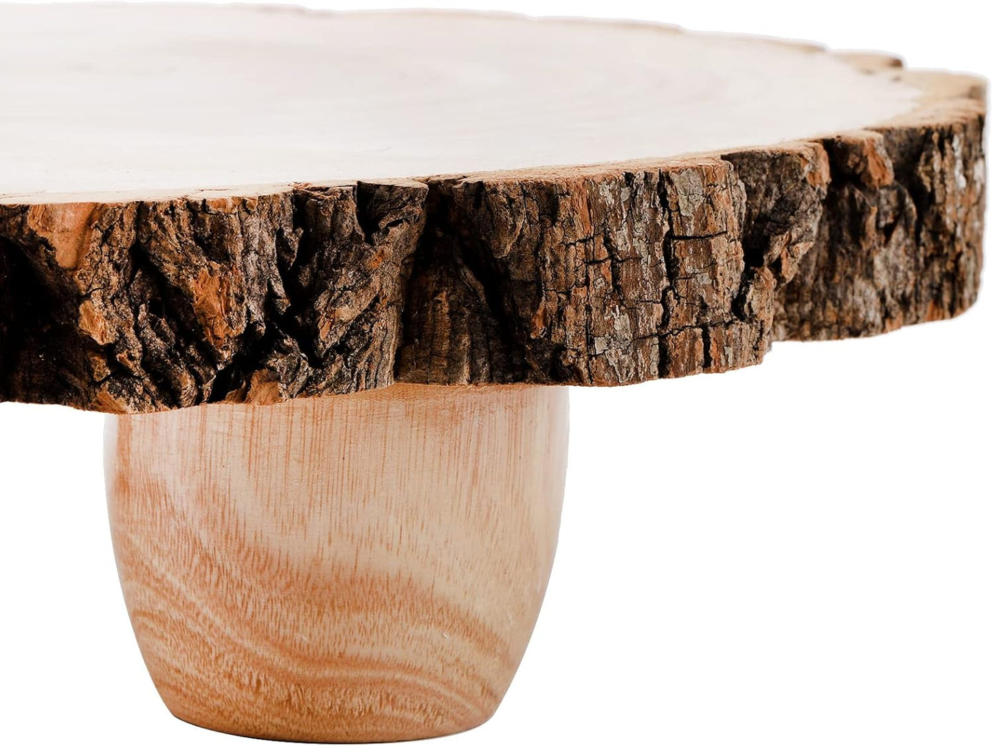 Frcctre 11 Inch Wood Cake Stand, Round Wooden Cupcake Pedestal, Paulownia Woods Slice with Legs, Rustic Cake Holder Wooden Serving Tray Serving Board Display Wood Plant Stand