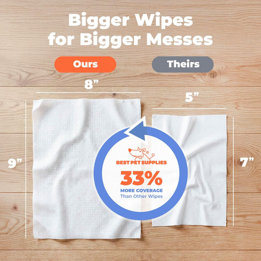 Best Pet Supplies 8" x 9" Large Dog Wipes - Cleaning and Deodorizing f