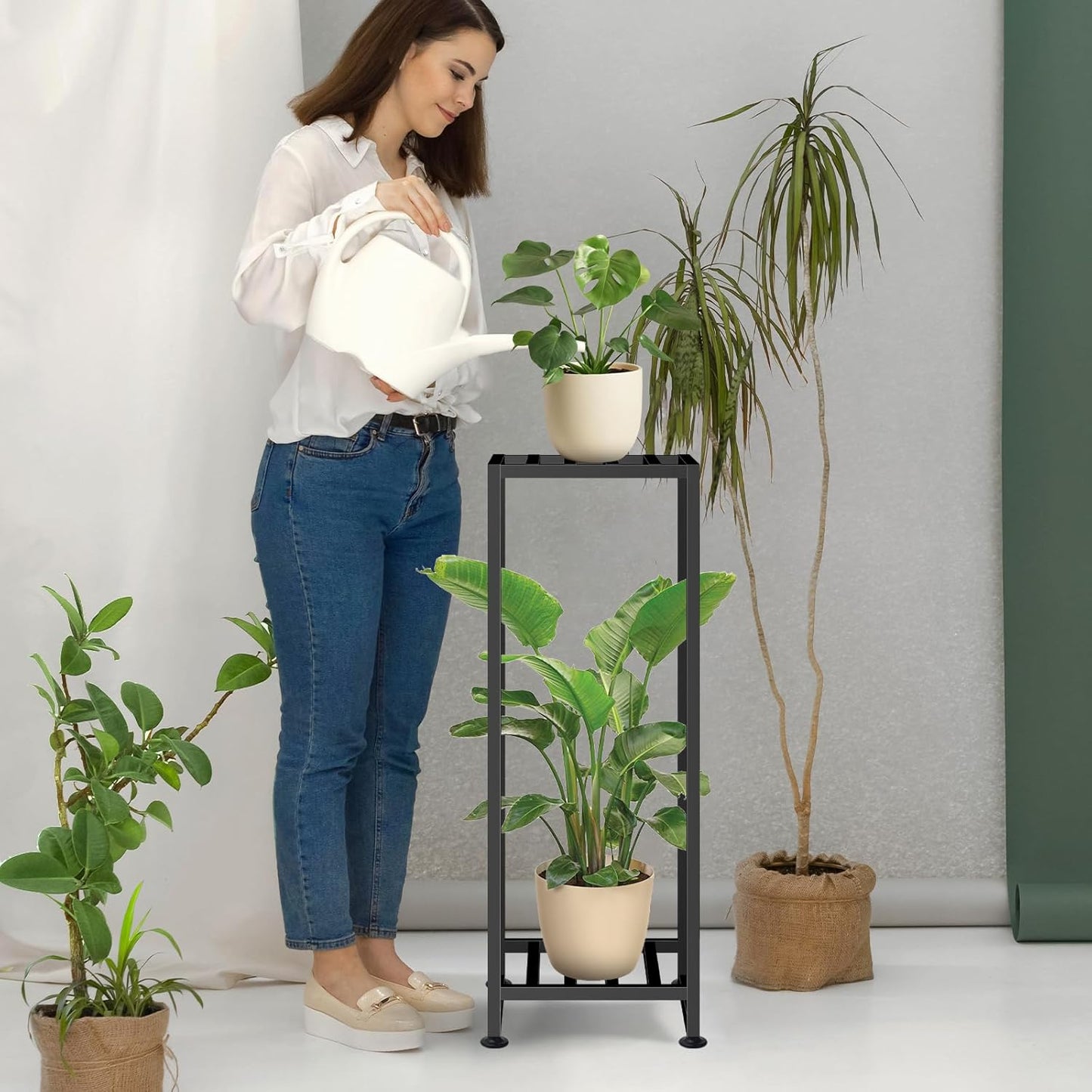 Plant Stand Indoor Outdoor, Wrought Iron Plant Stands 2 Tier Heavy Dut