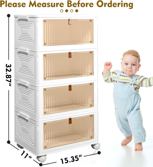 CTSNSLH 4 Tier Plastic Storage Bins and Boxes Organizer - Stackable wi