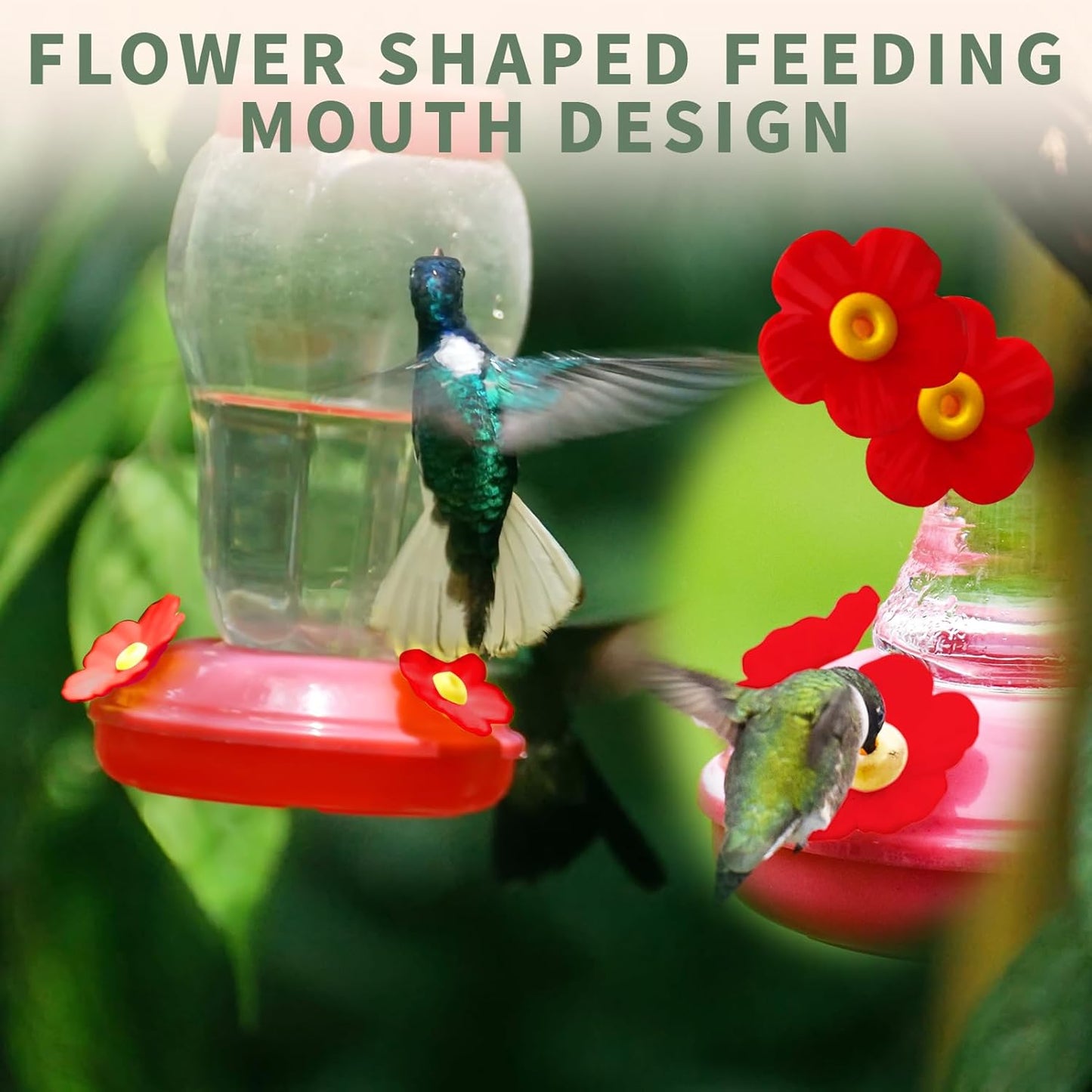 Hummingbird Feeders Replacement Flowers Replacement Parts for Hanging Feeding Hummingbird Outdoors Replacement Bird Feeder(Red,16pcs)