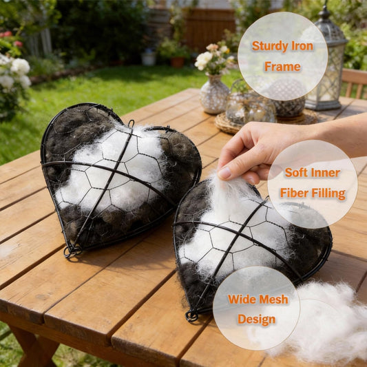 WesGen Handmade Bird Nesting Heart Refillable, 4 Bags Natural Bird Nes