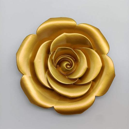 MCCXXII Golden 3D Flower Wall Decor - Shimmering Plastic Sunflower Shape Art with Hook for Home Indoor Outdoor Garden Decoration (25x24.5x3.1cm)(9.8"x9.6"x1.2")