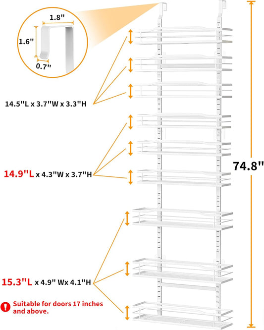 Moforoco White 9-Tier Over The Door Pantry Organizer, Pantry Organizat