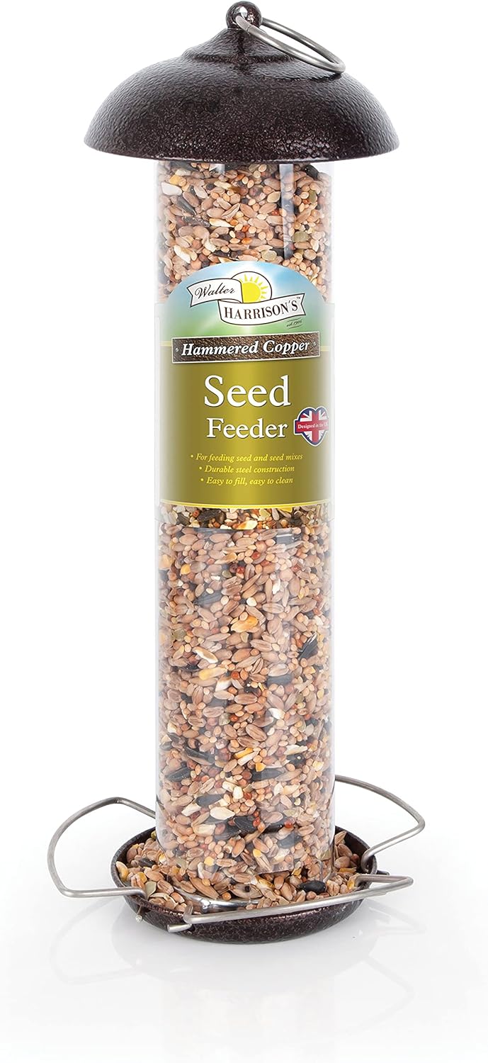 Hammered Copper Wild Bird Hanging Seed Feeder - 30 cm