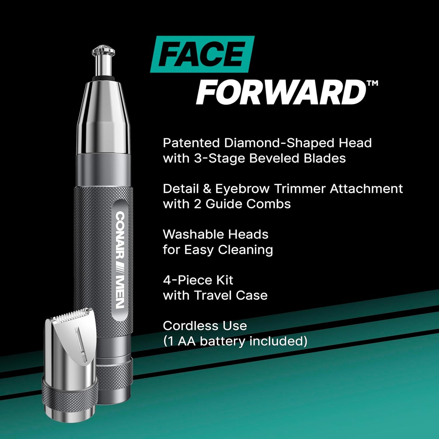 Conair Men Ear, Nose and Eyebrow Trimmer, Patented 360° Bevel Blade fo