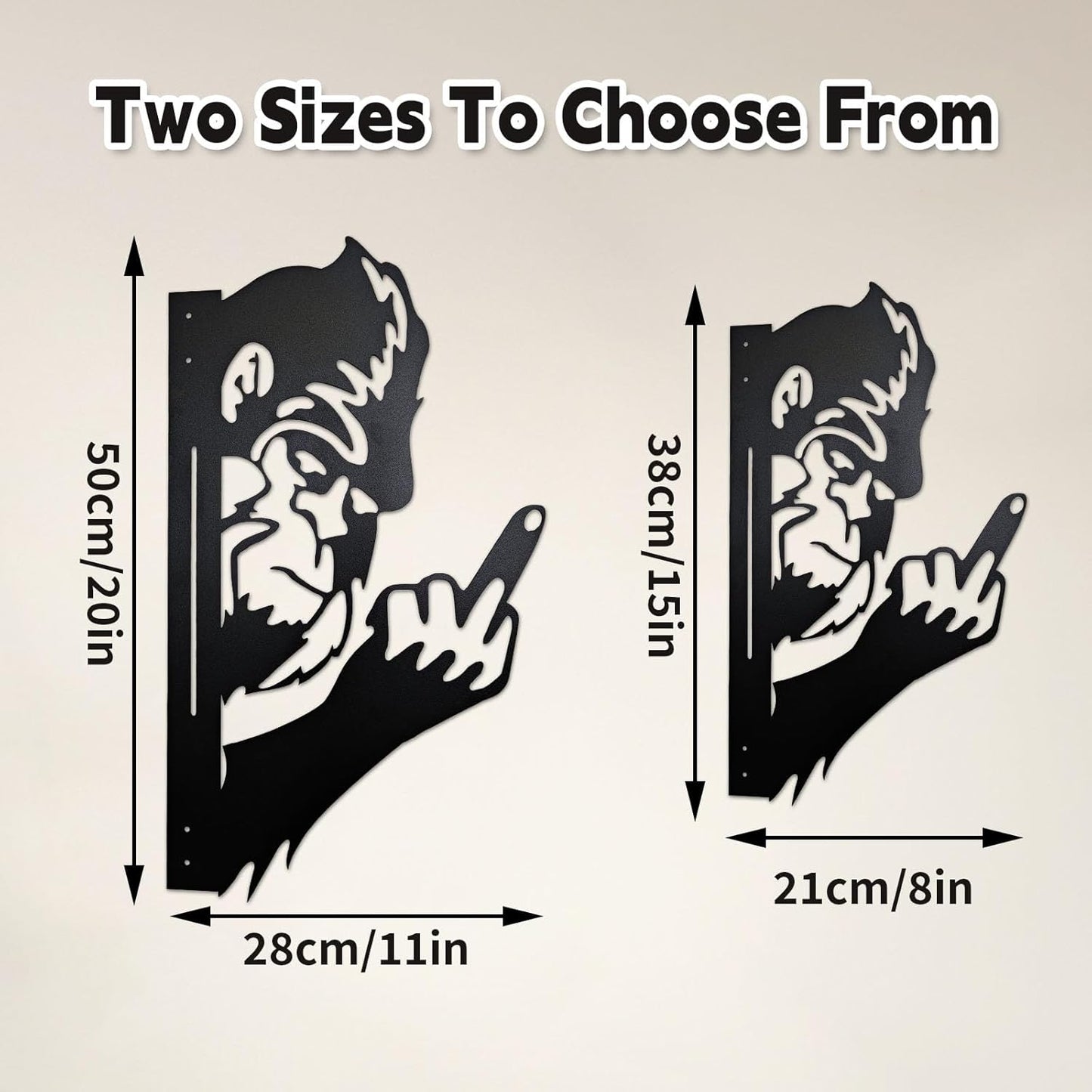 Peaking a Boo Flipping Off Bigfoot Animal Metal Sign Art Ornament, Mid