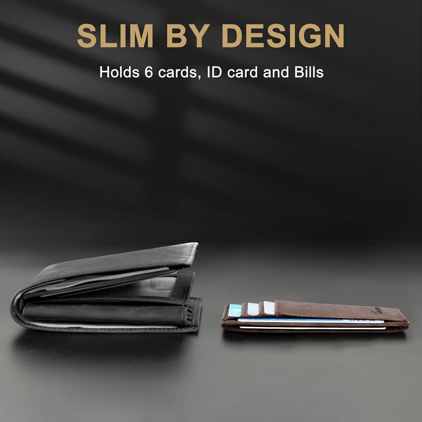 Travelambo Slim Wallet Front Pocket Minimalist Leather RFID Blocking M