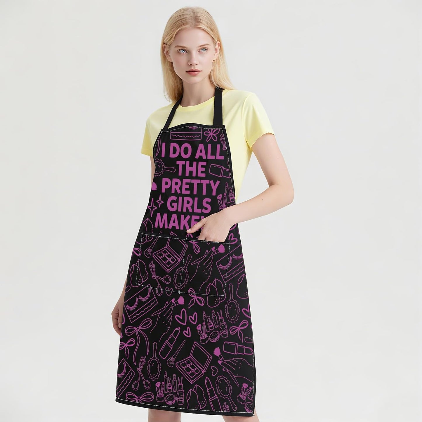 WCGXKO I Do All the Pretty Girls Makeup Kitchen Apron Makeup Artist Gift Esthetician Gift