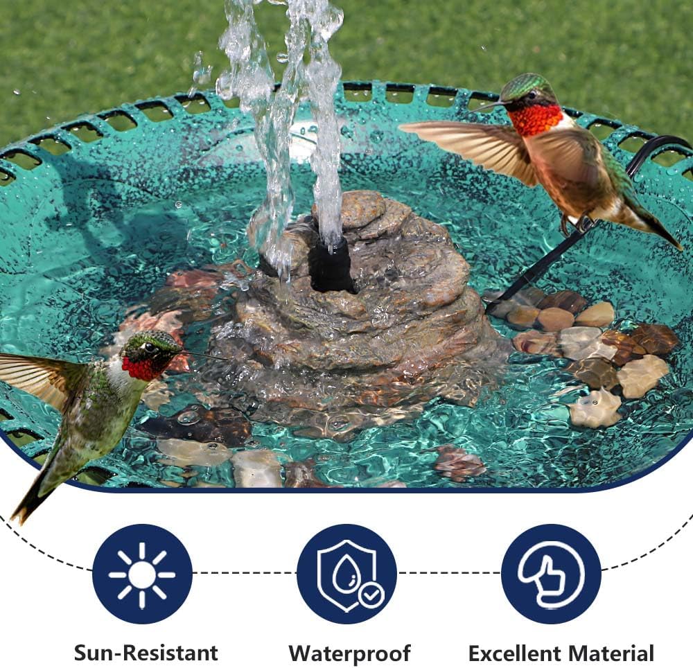 Bird Bath Water Fountain Resin Rock Fountain with 9.8ft Cord Length Wa
