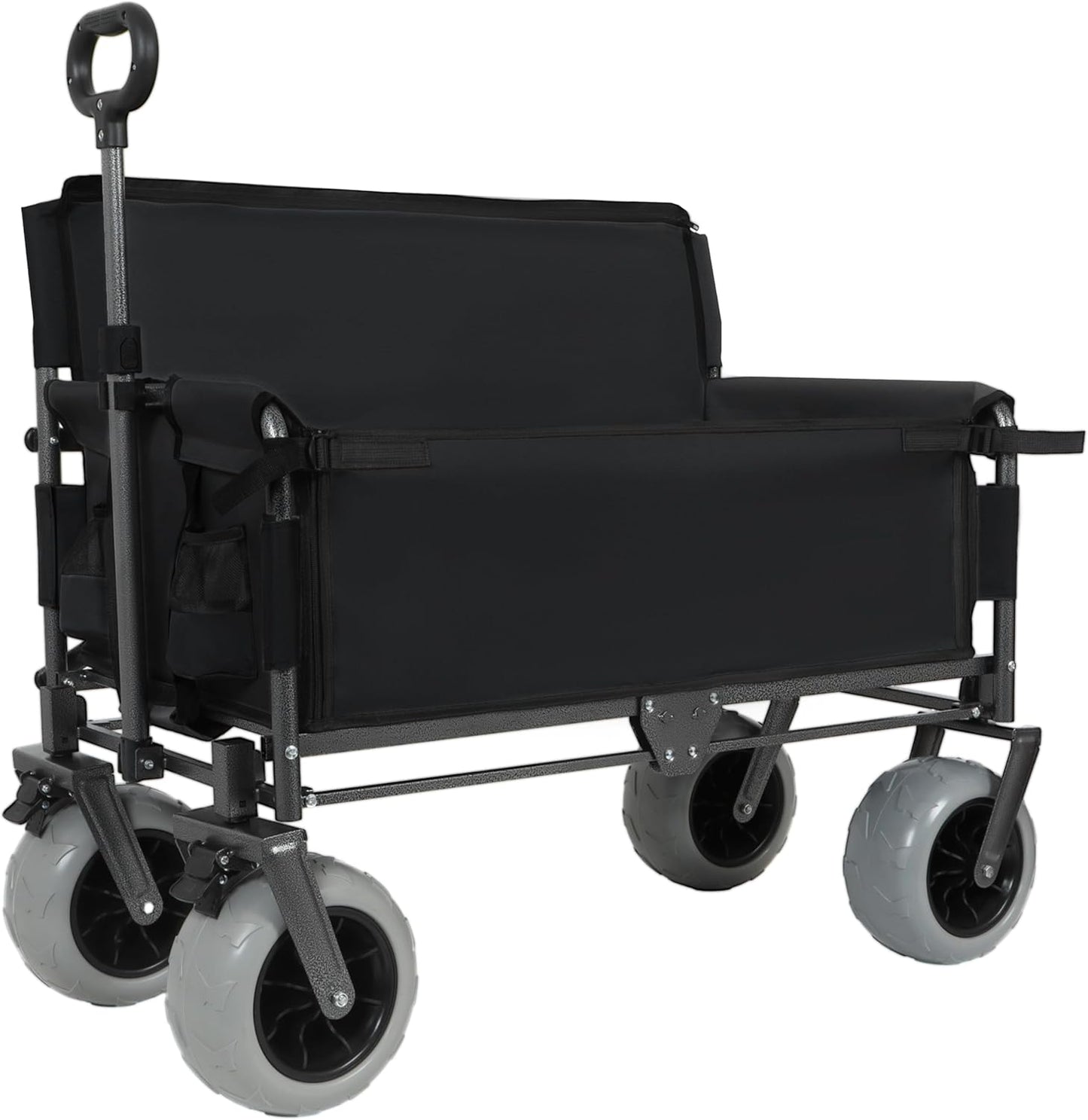 3-in-1 Heavy-Duty Folding Wagon with Bench Seat – 500lbs Capacity, All