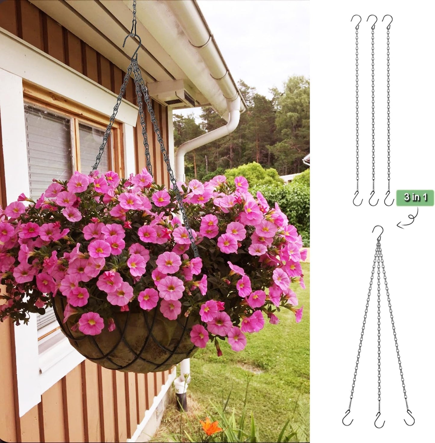 Chain for Hanging Plants, Adjustable Hanging Chain with Hooks, 21 Inch, Black – 10 Pack Heavy Duty for Hanging Bird Feeders,Grow Lights, Potted Plants, Neon Sign, Christmas Wrea