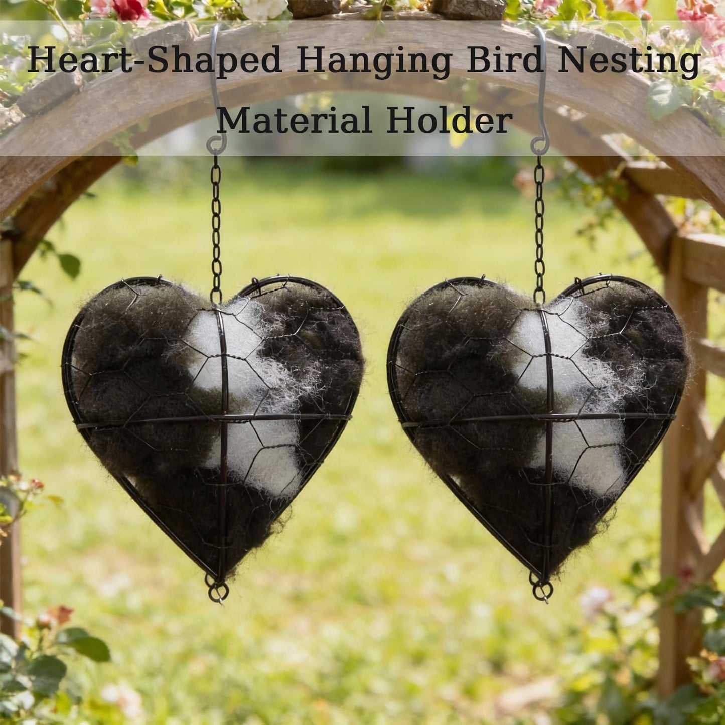 WesGen Handmade Bird Nesting Heart Refillable, 4 Bags Natural Bird Nes