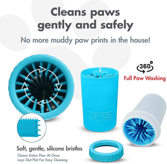 Dexas MudBuster Portable Dog Paw Cleaner, Medium, Blue - Premium Quali